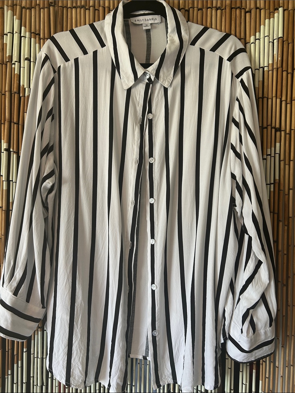 Emily Daniels White & Black Vertical Stripe Button-Down Shirt